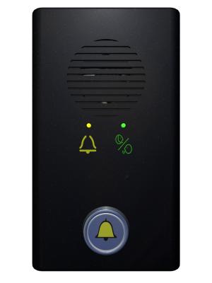 S-BOX mit aufgebauter Frontplatte und Notruftaste mit Doppelkontakt