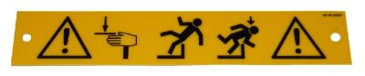 Warnschild Achtung ! Absturzgefahr + Quetschgefahr! Nicht ueber das Gelaender lehnen ! Masse: 200 x 36mm, signalgelb, 1,6mm starker Kunststoff, schwarzer Aufdruck