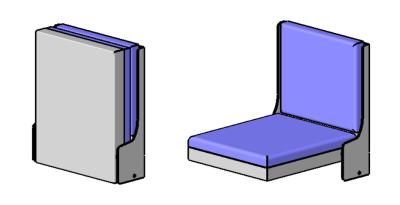Klappsitz (Aufzugsitz-schmal), zum Austauschen von defekten Sitzen mit kompatiblem Lochbild