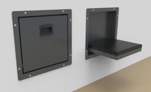 Wandeinbausitz aus Stahl pulverbeschichtet RAL 7016, anthrazit