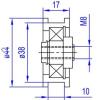 Tuerlaufrolle PA6 Ø44/38/M8 x 17/10,5 mm 1 x Lager 6002 ZZ, Achse zentr. M8 IG