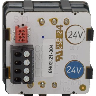 ST40R LED 24V Ein:bl, Aus:weiss, Schraubsteck und Micro-MaTch, Symbol 2 - graviert schwarz