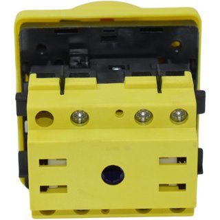 Lasttrenner, 40A, 3-polig, Frontplattenmontage, mit Bettiger gelb-roter Notausschalter, EIN / AUS