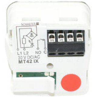 MT42, Symbol  -1  mit Braille, Gehuserand V2A poliert,Tasterplatte V2A perlmattiert, Anschluss IX Schraubklemme, 1 Schlieer, LED 30V - rot