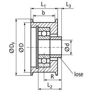 Spannrolle Umlenkrolle TS Laufflchendurchmesser 80mm, Laufflchenbreite 28mm