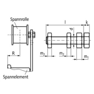 Schraubensatz fr Spannrollen/Umlenkrollen TS M20x100 Stahl verzinkt