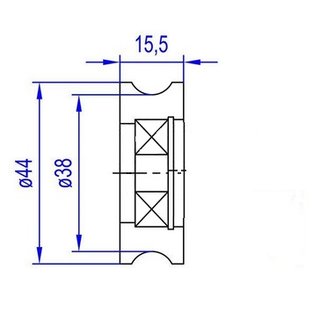 Trlaufrolle PA6 44/38/M10 x 15,5 mm 1 x Lager 629 ZZ