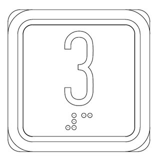B50Q XL, VIII, Symbol  3 , Braille, LED 12-30V, rot, Tasterplatte V2A matt