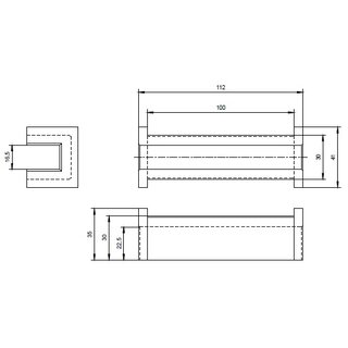 Einlage 16 PE, 112/100 x 30 x 30 mm mit Bund, fr 16 mm Schiene