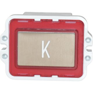 Standardtaster UTQA, Symbol  K , rechteckig 43x28mm, Quttierung rot