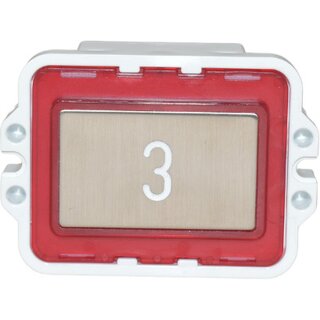 Standardtaster UTQA, Symbol  3 , rechteckig 43x28mm, Quttierung rot