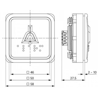 B50 Q, geprgt, Brailleschrift, Symbol GLOCKE, Tastplatte V2A-mattiert, LED 12-30V - gelb