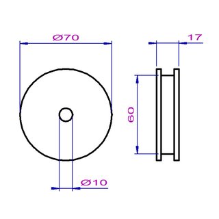 Trlaufrolle PA6 70/60/10 x 17/10,3 mm 1 x Lager 6200 ZZ, Sicherungsring