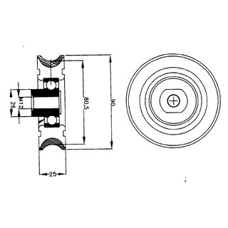 Rolle D=90/81 mm mit M12 Gewinde (C144AAUP)