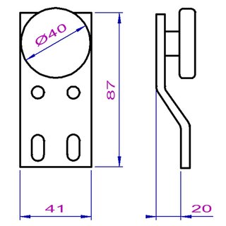 Trsupport langsam QKS8 TL/TR 40 H=85