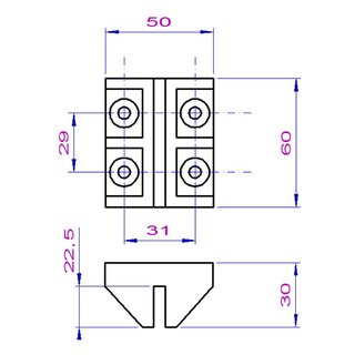 Fhrung 60x50x30mm, Nut 5.5mm