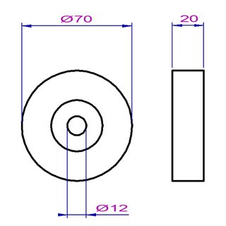 Schlossrolle D=70mm, B=20mm, mit Rundung, QKS11, Schachttr