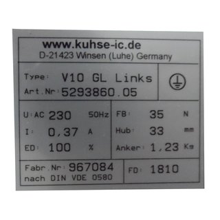 Riegelmagnet V10 GL links  / 230V AC / ED 100%