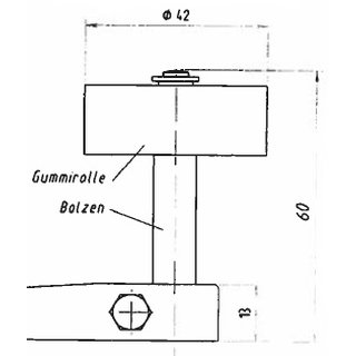 Gummirolle G60 mit Achse 10mm, L=60mm, D=42mm, fr Trverriegelung